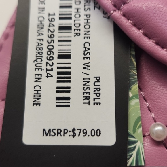 BADGLEY MISCHKA Pink w/Faux Pearls Quilted Phone Case Crossbody, NWT - Picture 5 of 5
